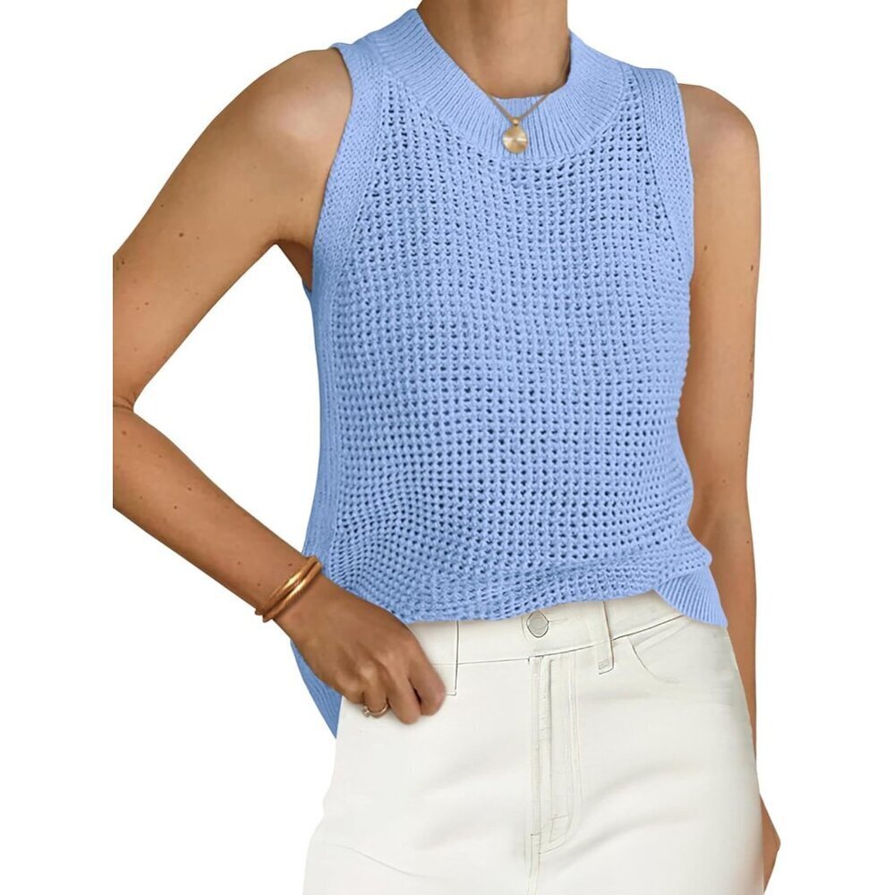 Summer Crochet Tank Top for Women Viscose Loose Fit Sleeveless Boho Chic